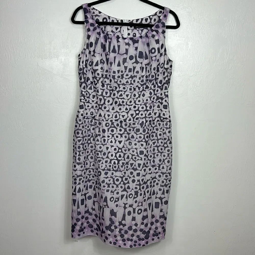 Daniel Hechter Geo Pattern Cotton Sleeveless Midi Sheath Dress Size L